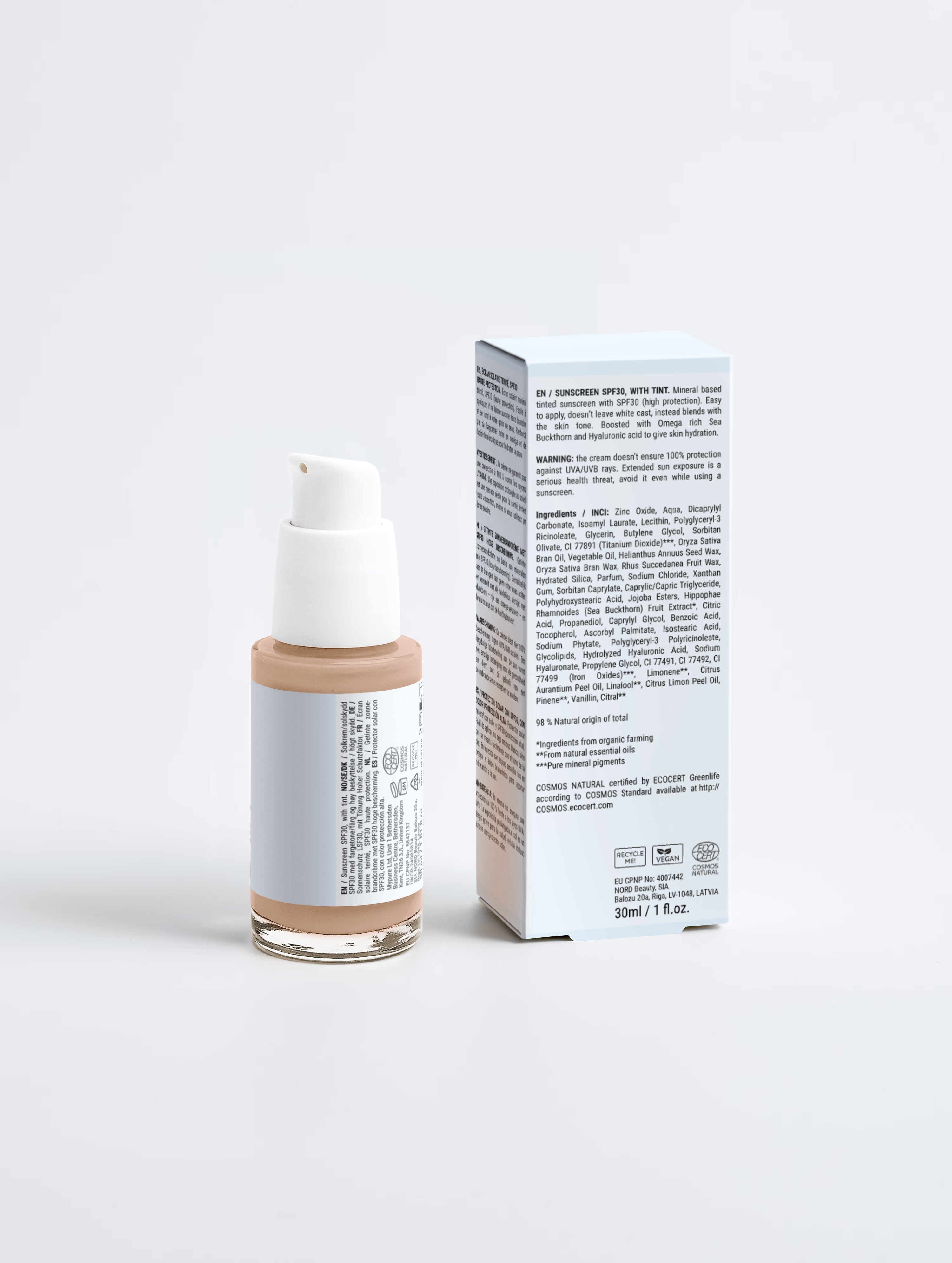 Sunscreen SPF30, with tint